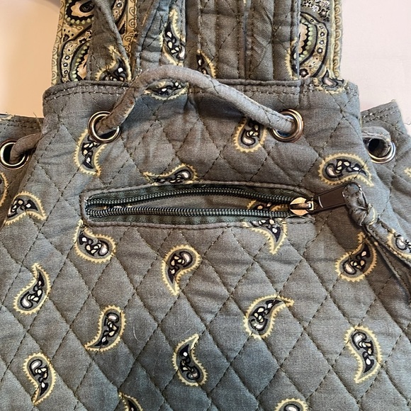 Olive Green/White Paisley Quilted Vera
Bradley Inspired Backpack - Picture 7 of 16